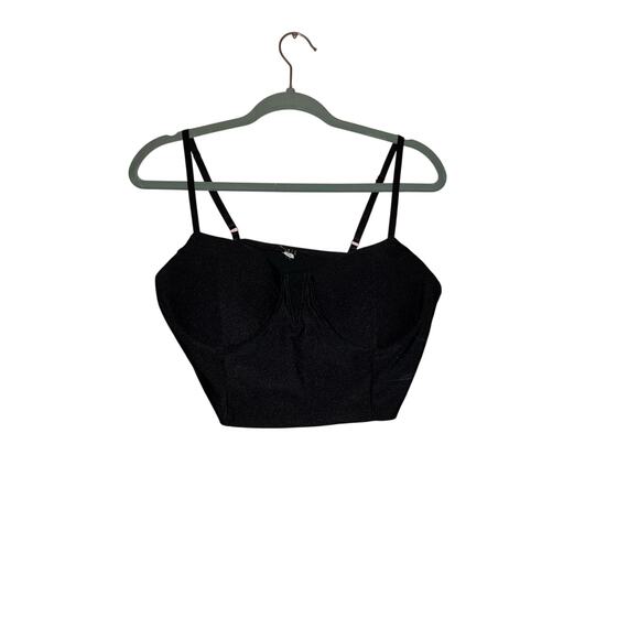 iris Tops - NWT IRIS Black Sparkle Bustier Crop Top/ Bra Top Size Large